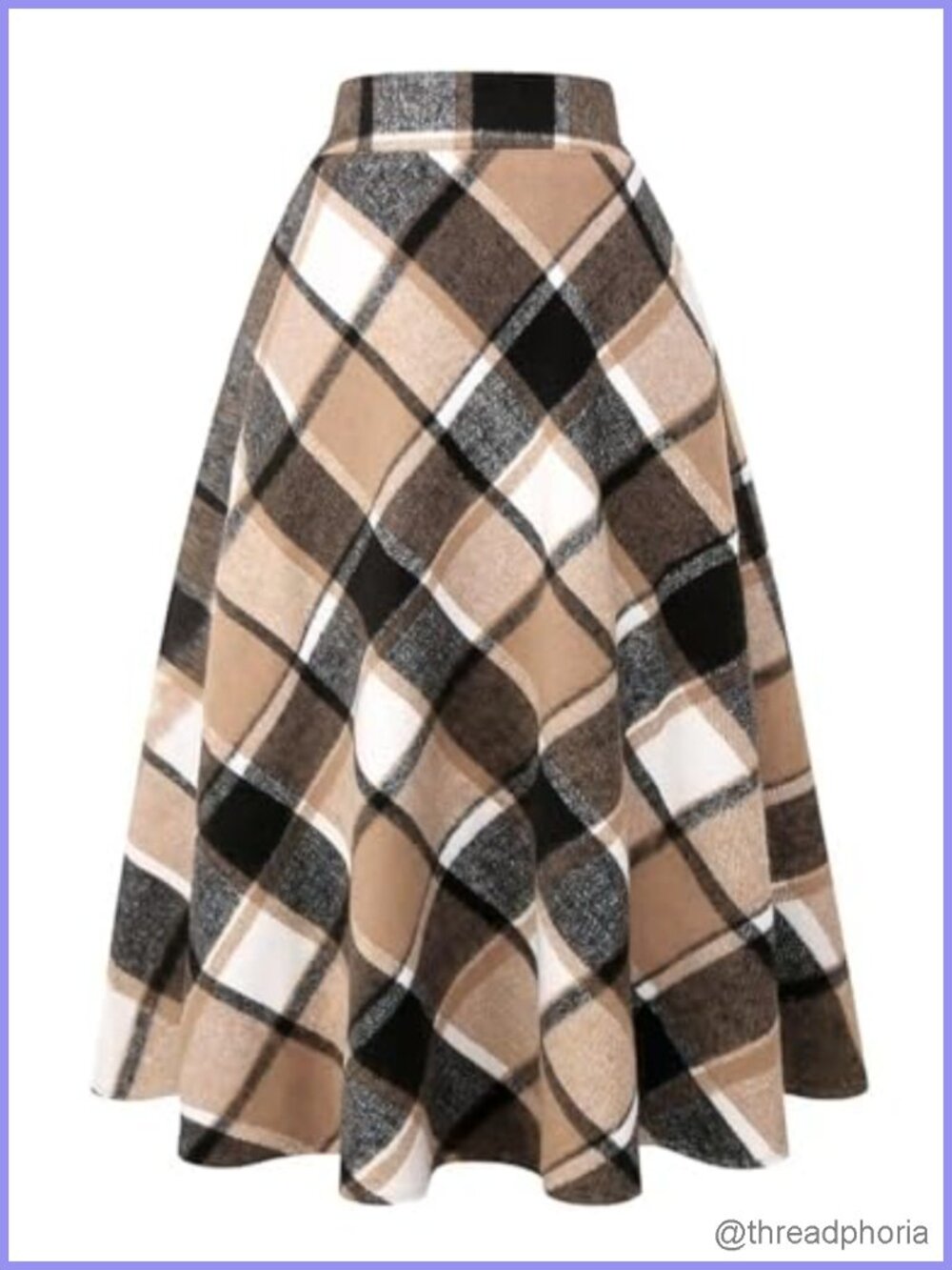 Women's Plaid Wool Skirt A-Line Pleated Maxi Tartan Long Skirts Elastic Waist